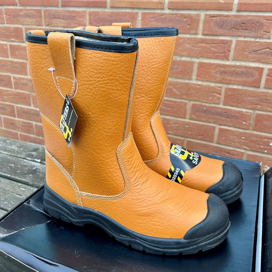 Size 9 Grafters M239BSM Tan Leather Steel Toe Cap Rigger Boots – Lined - Cleaning Products UK
