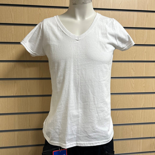 Small Fruit of the Loom V - Neck T-Shirt – White - Cleaning Products UK