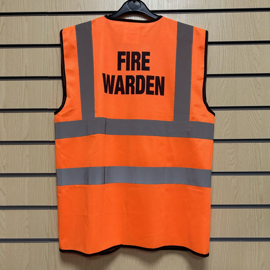 Small Hi - Vis Orange “Fire Warden” Safety Vest - Cleaning Products UK