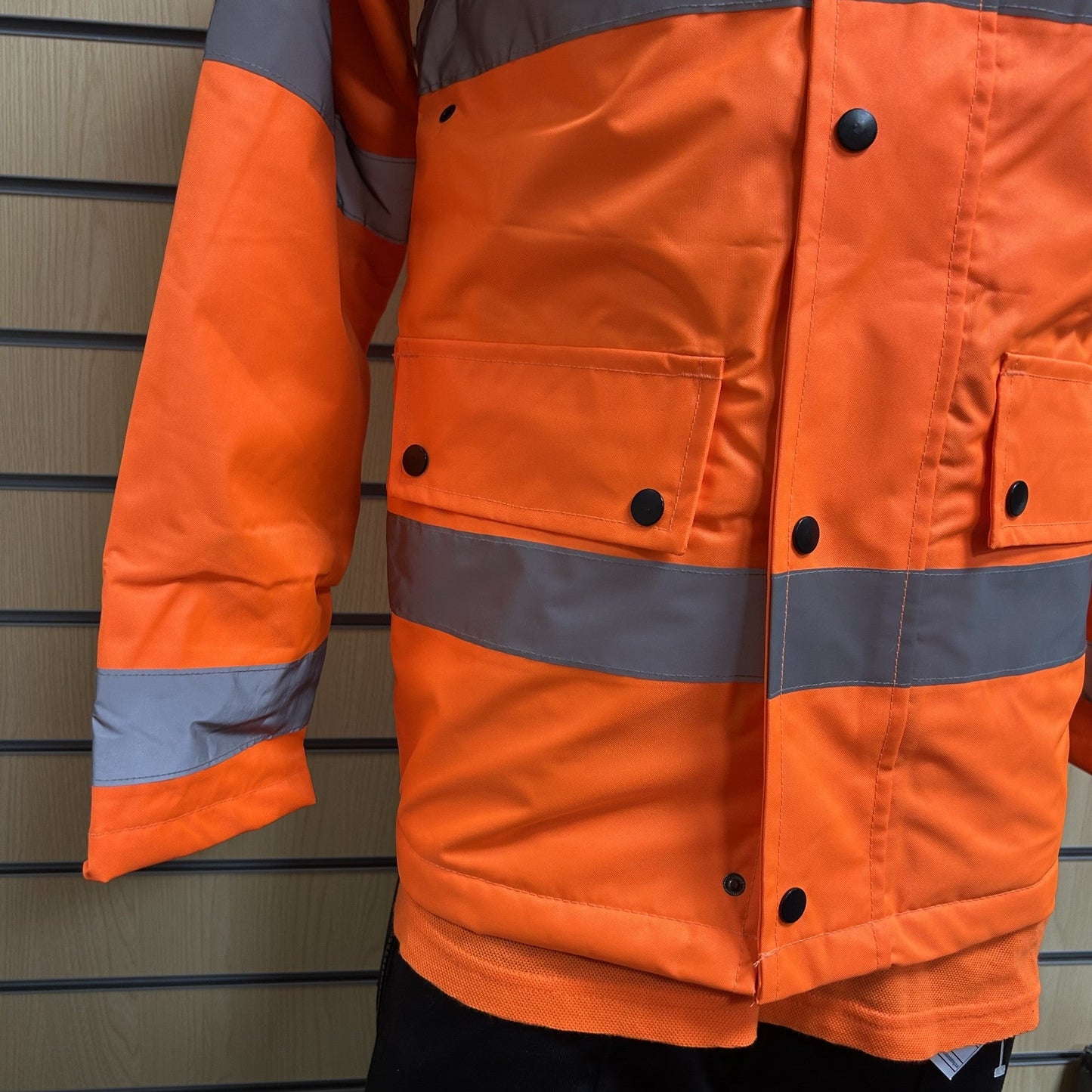Small Hi - Vis Orange Waterproof Safety Parka Jacket - Cleaning Products UK