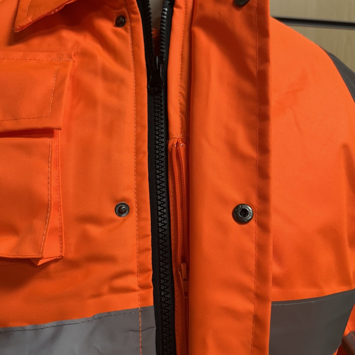 Small Hi - Vis Orange Waterproof Safety Parka Jacket - Cleaning Products UK