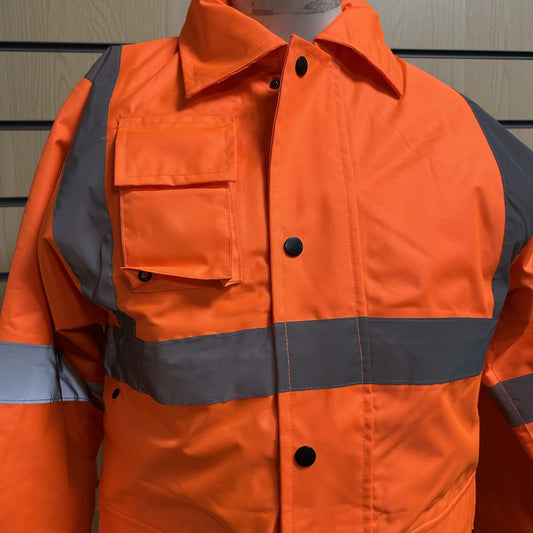 Small Hi - Vis Orange Waterproof Safety Parka Jacket - Cleaning Products UK