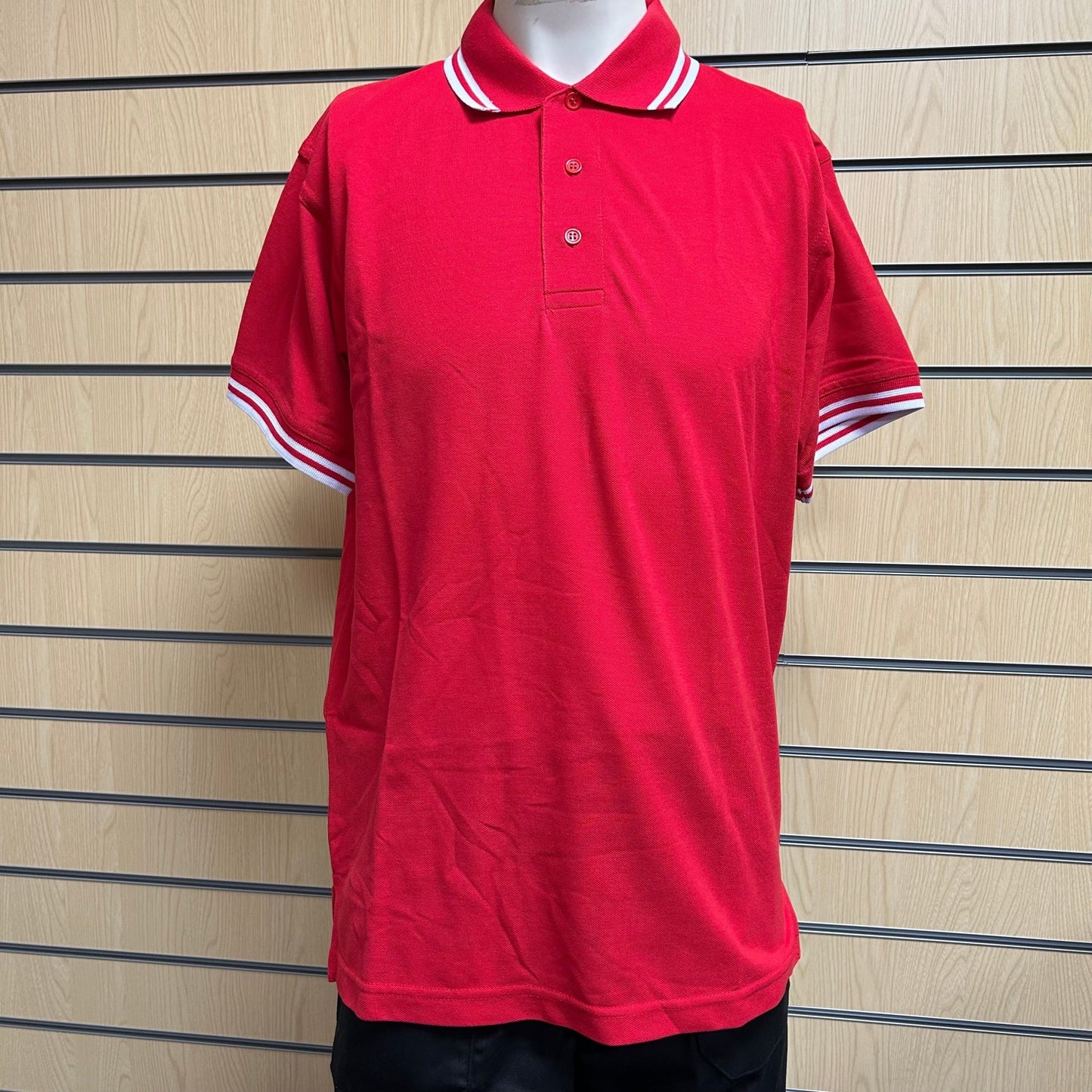 Small Kustom Kit Polo Shirt | Red with White Trim - Cleaning Products UK