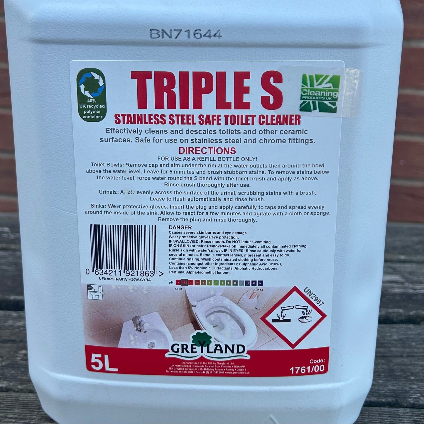Triple Stainless Steel Safe Toilet Cleaner 5ltr - Cleaning Products UK