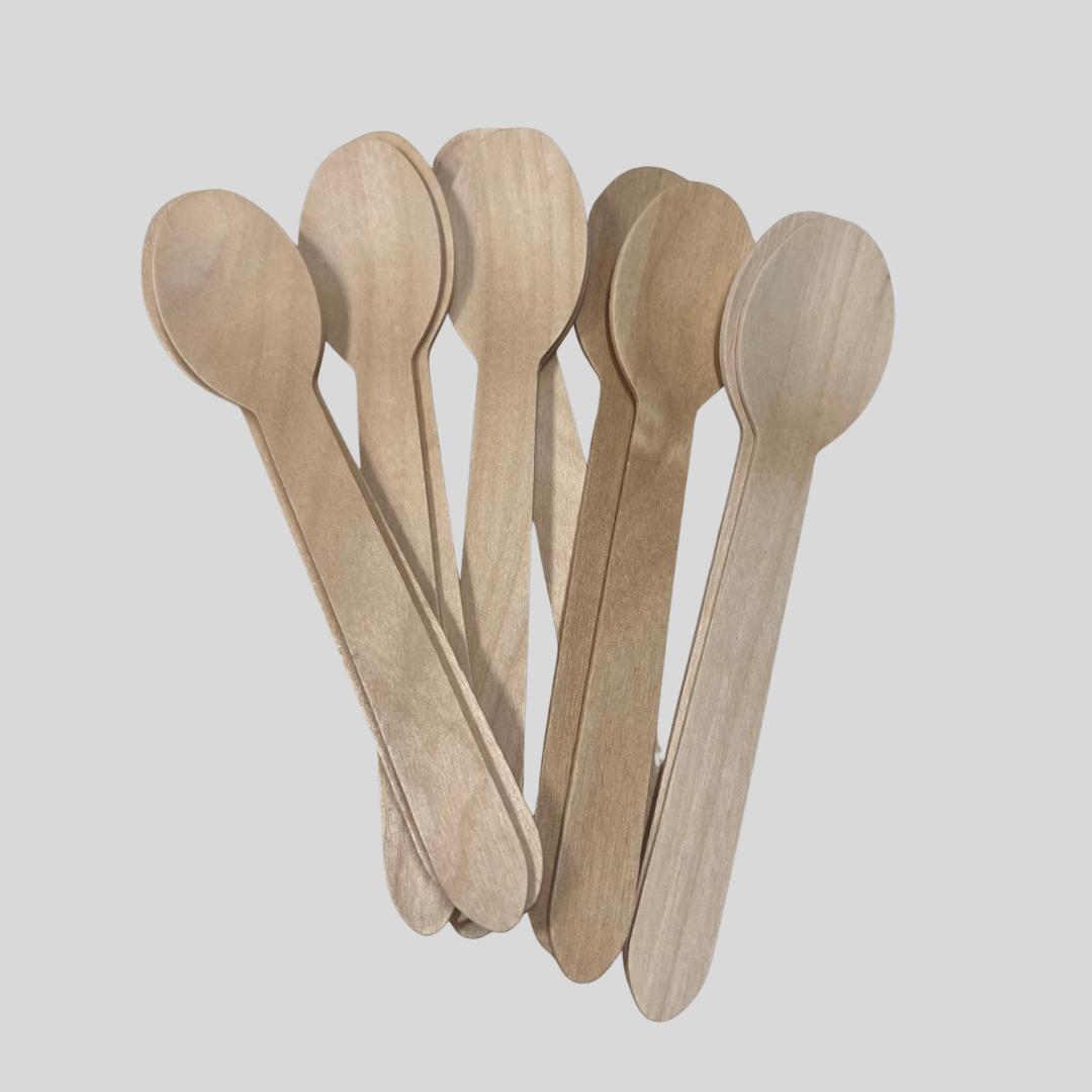 Wooden Spoons – Pack of 100 - Eco - Friendly Disposable Cutlery - Cleaning Products UK