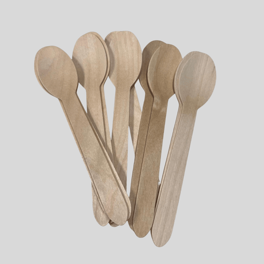Wooden Spoons – Pack of 100 - Eco - Friendly Disposable Cutlery - Cleaning Products UK