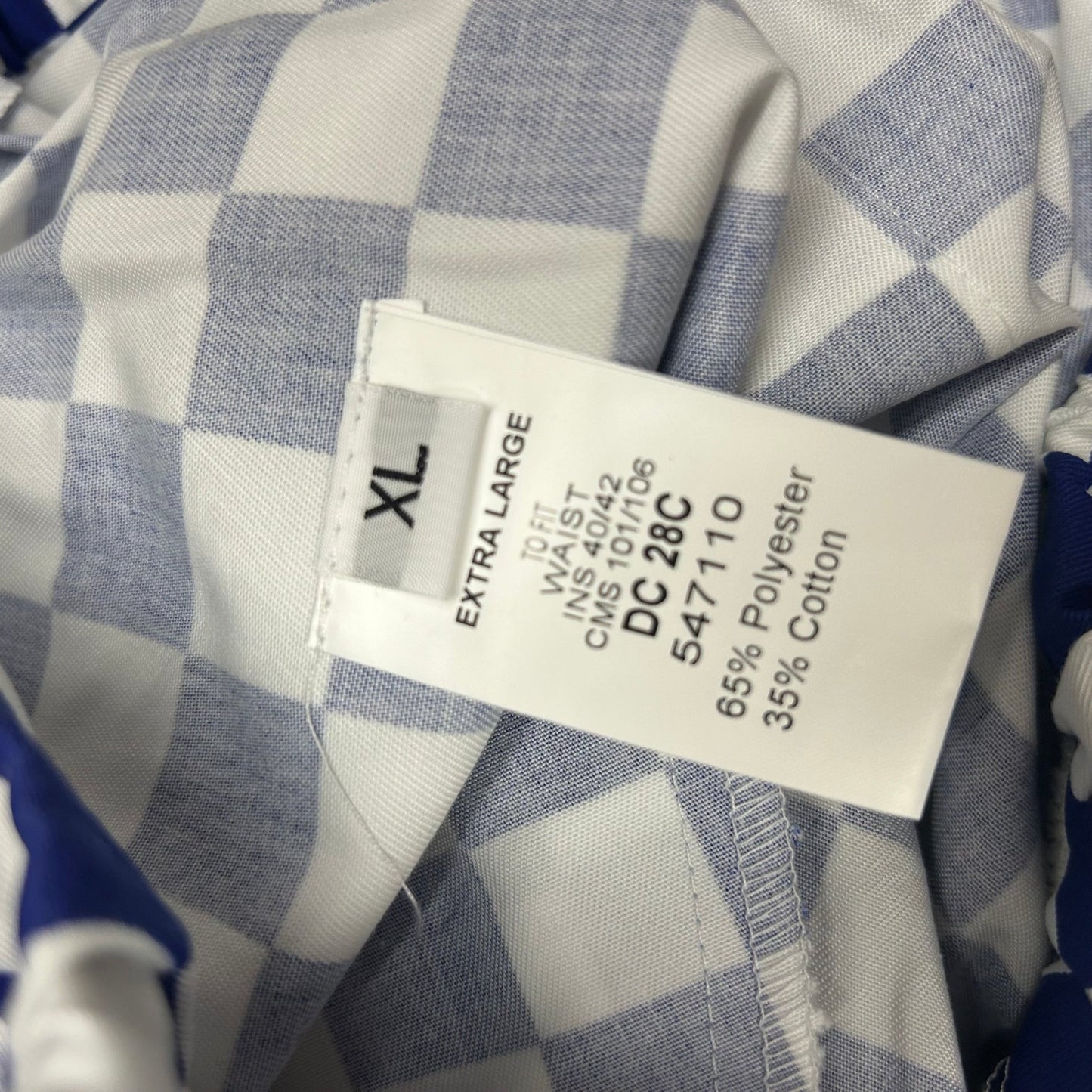 XLarge Chef Trousers Blue White Check 40 - 42" Waist Catering Kitchen Workwear Pants - Cleaning Products UK