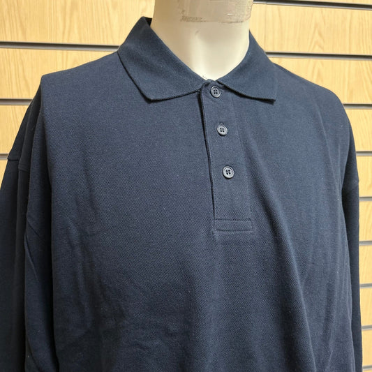 XLarge Unisex Navy Long Sleeve Polo Shirt (B&C Collection) - Cleaning Products UK