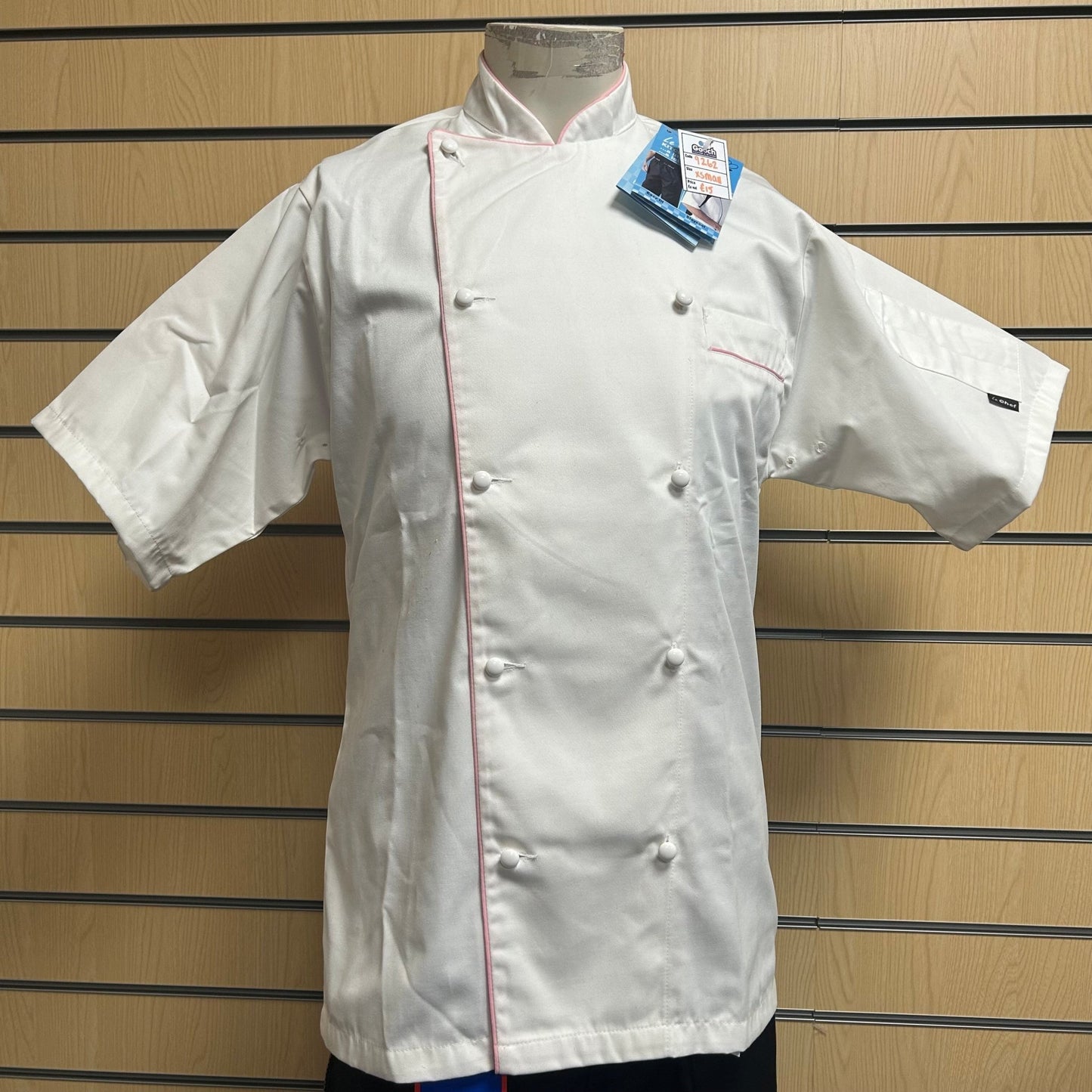 XSmall Le Chef Jacket DE49G White with Pink Detailing - Cleaning Products UK