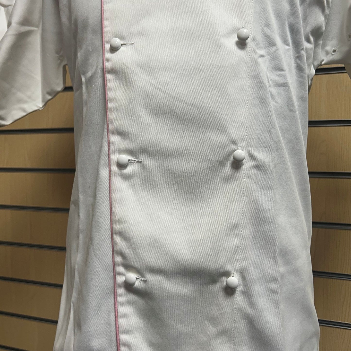 XSmall Le Chef Jacket DE49G White with Pink Detailing - Cleaning Products UK