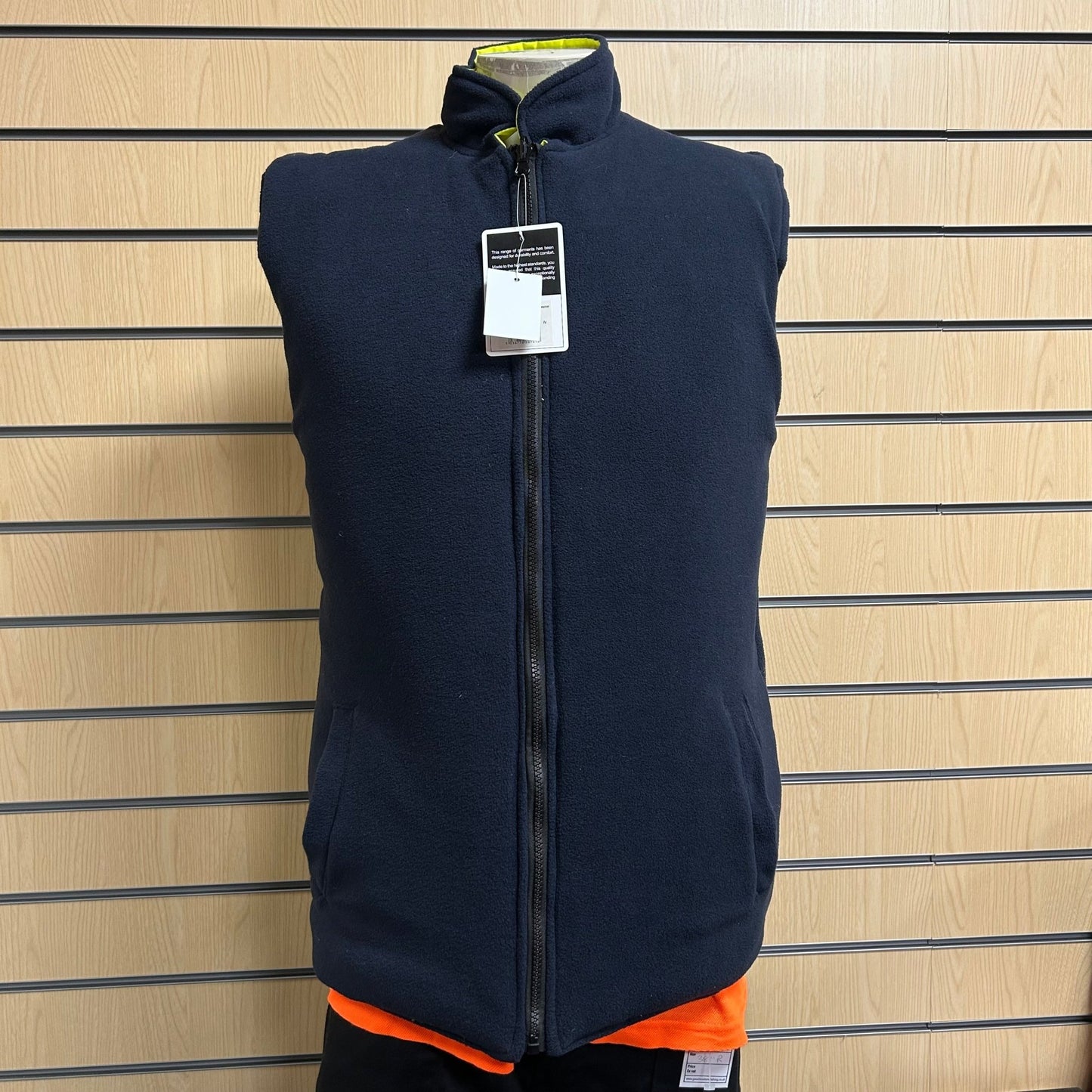 Yellow Small Hi Vis Interactive Bodywarmer – Reversible Navy Inside - Cleaning Products UK