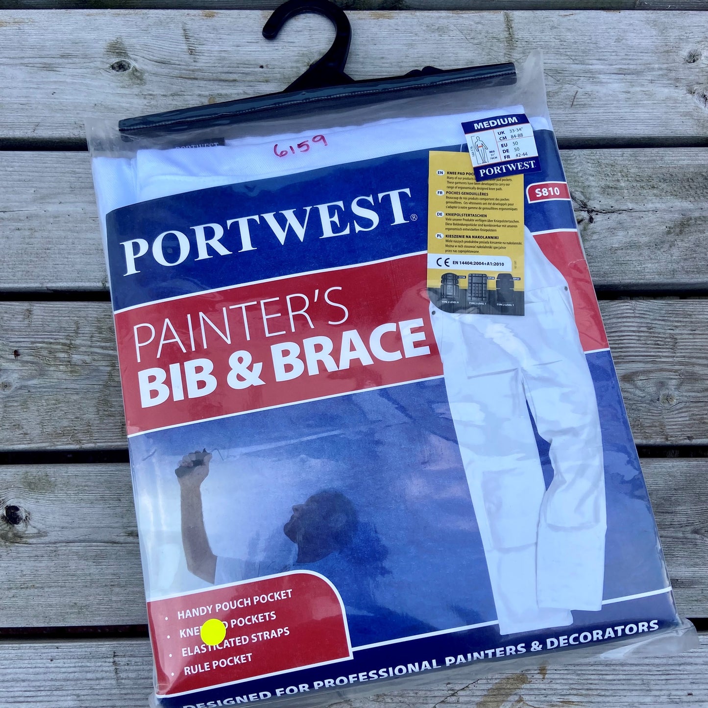 S810 Portwest Bib & Brace White Decorators 33-34"