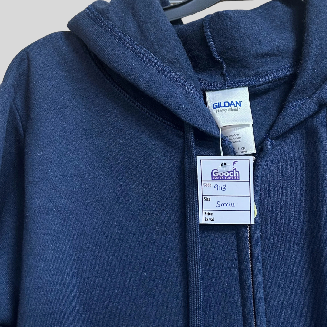 Small Gildan Navy Full Zip Hoodie