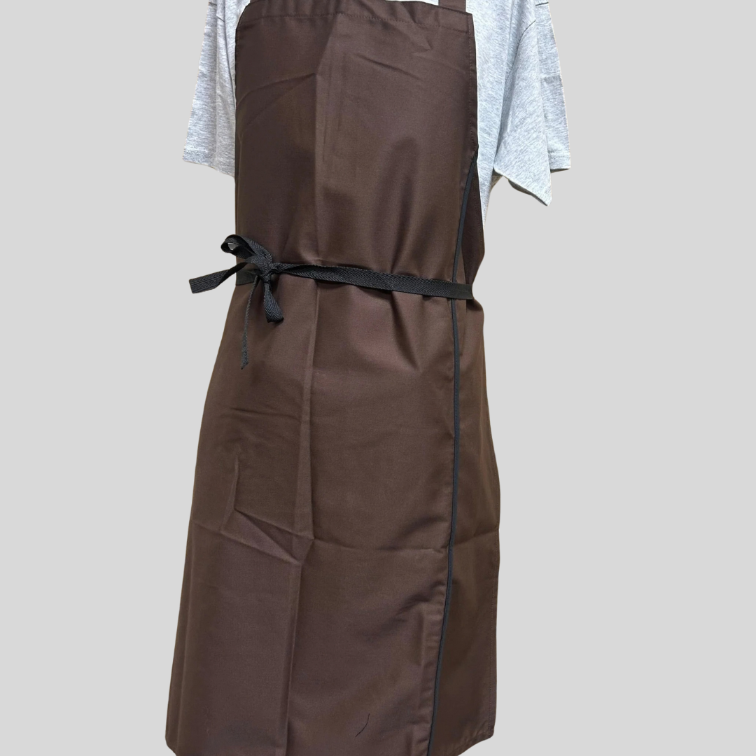 Brown Bib Apron with Black Ties – FAITHFUL Brand (One Size)