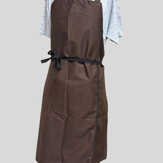 Brown Bib Apron with Black Ties – FAITHFUL Brand (One Size)