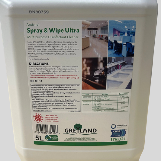 Antiviral Spray & Wipe Ultra – Multipurpose Disinfectant Cleaner 5ltr