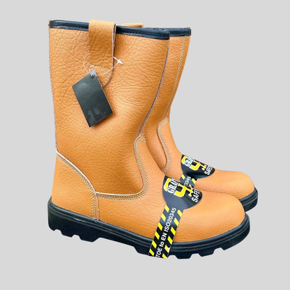 Size 9 Grafters M21B Tan Leather Steel Toe Cap Rigger Boots – No Lining