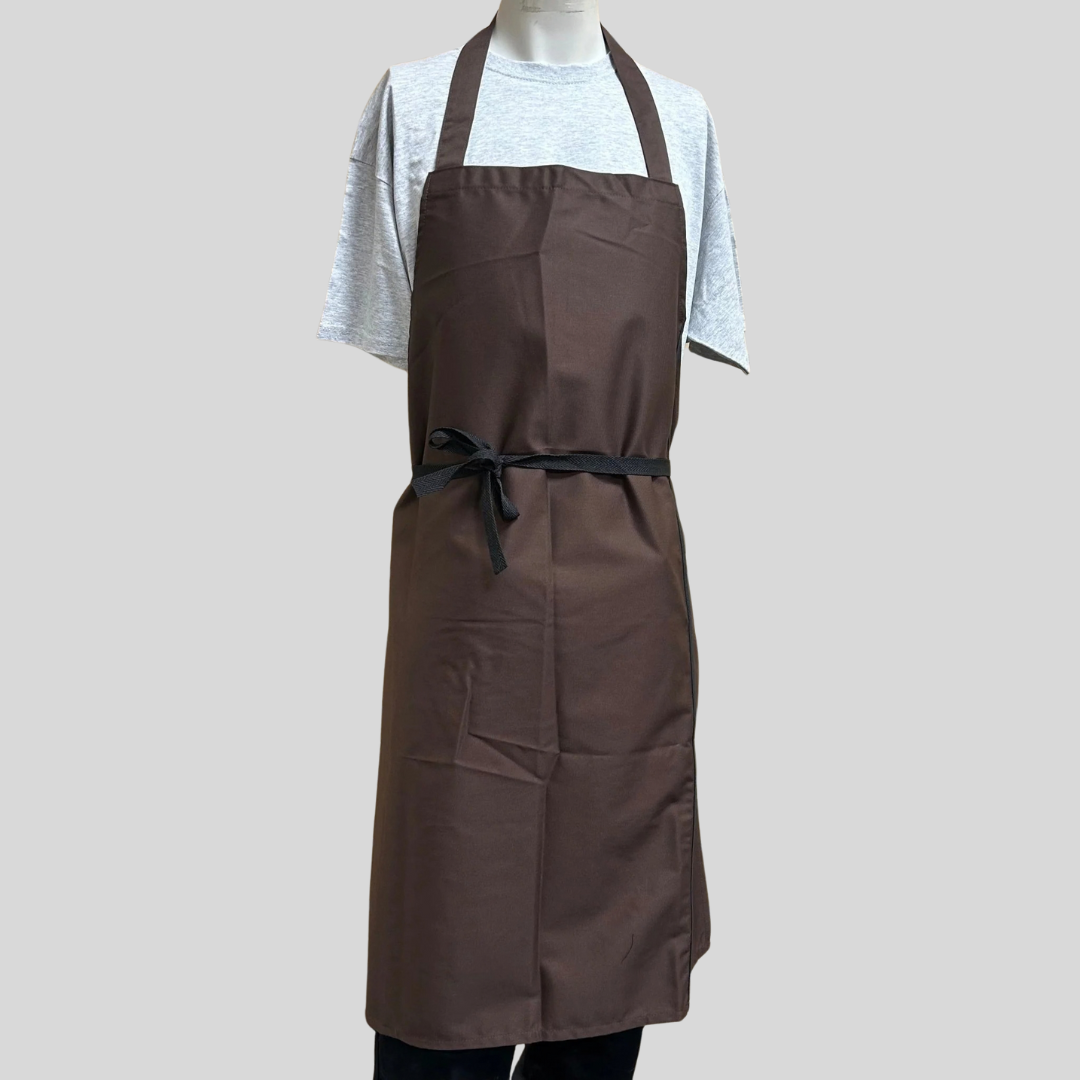 Brown Bib Apron with Black Ties – FAITHFUL Brand (One Size)