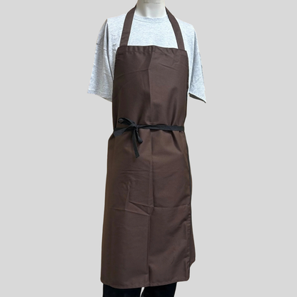Brown Bib Apron with Black Ties – FAITHFUL Brand (One Size)