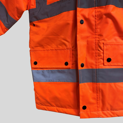 Small Hi Vis Orange Waterproof Safety Parka Jacket