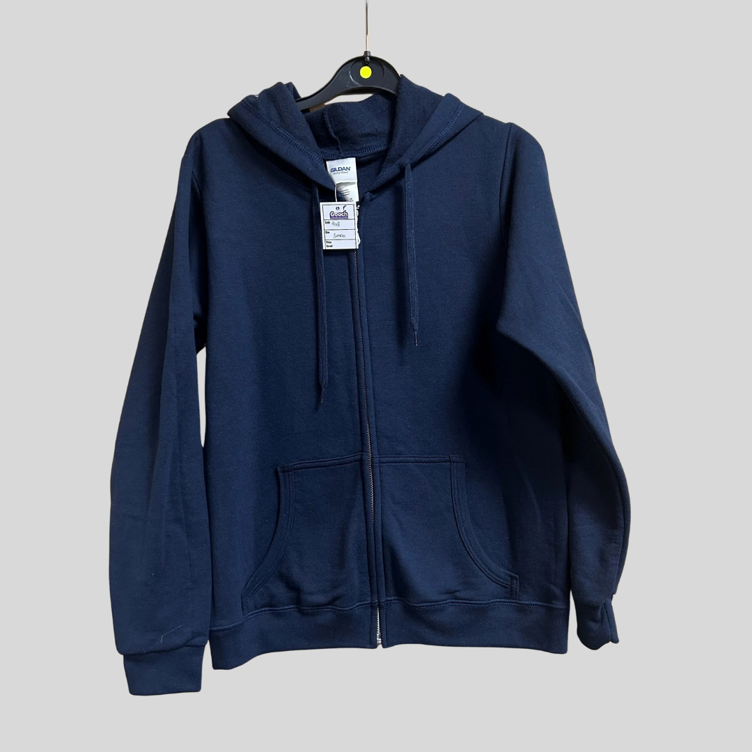 Small Gildan Navy Full Zip Hoodie