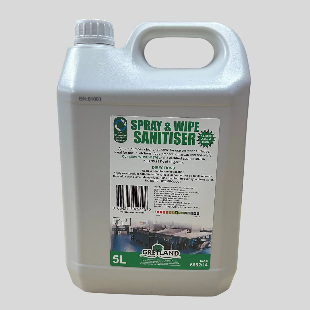 Spray & Wipe Sanitiser 5ltr – Multi Purpose Surface Cleaner