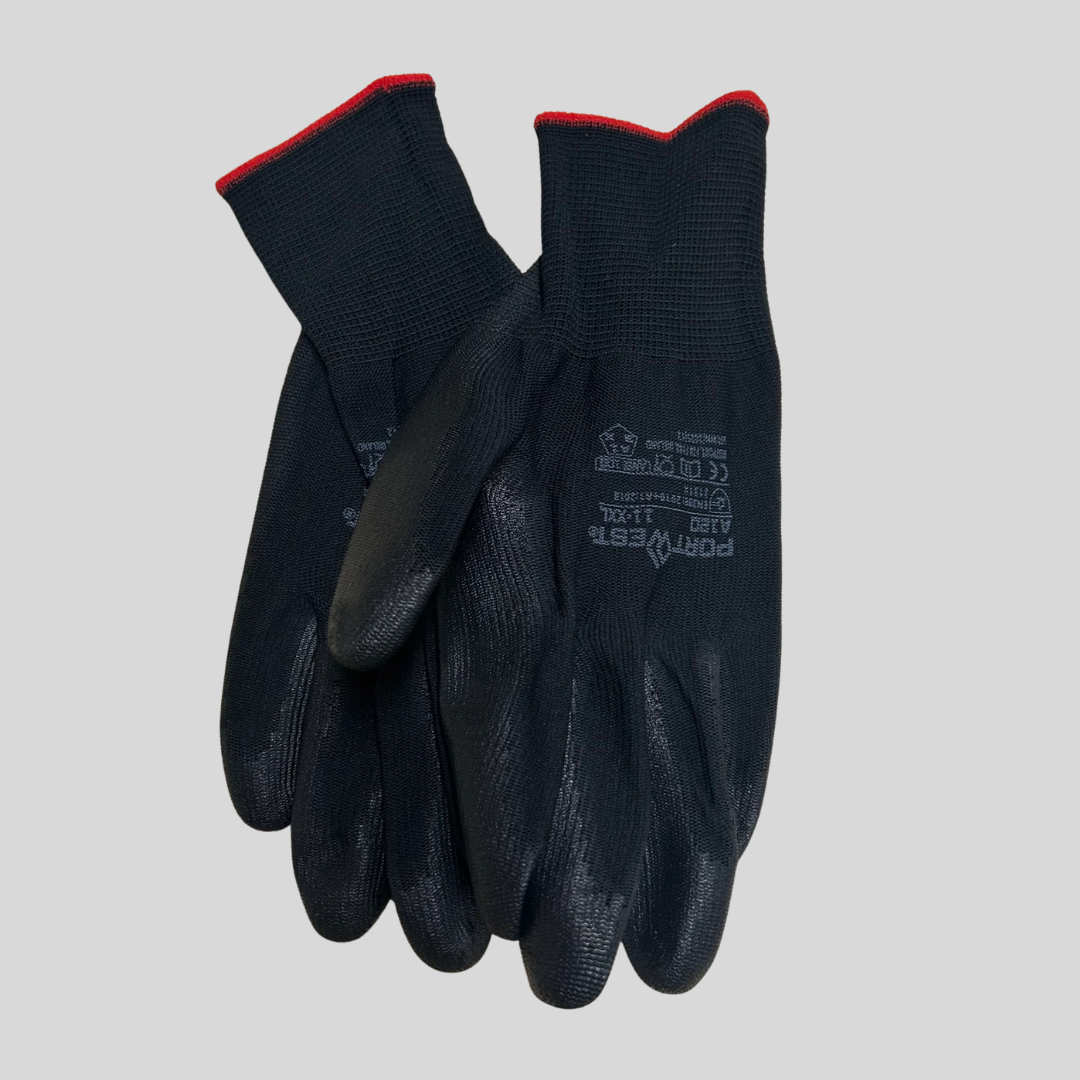 PortWest Black PU Palm Gloves
