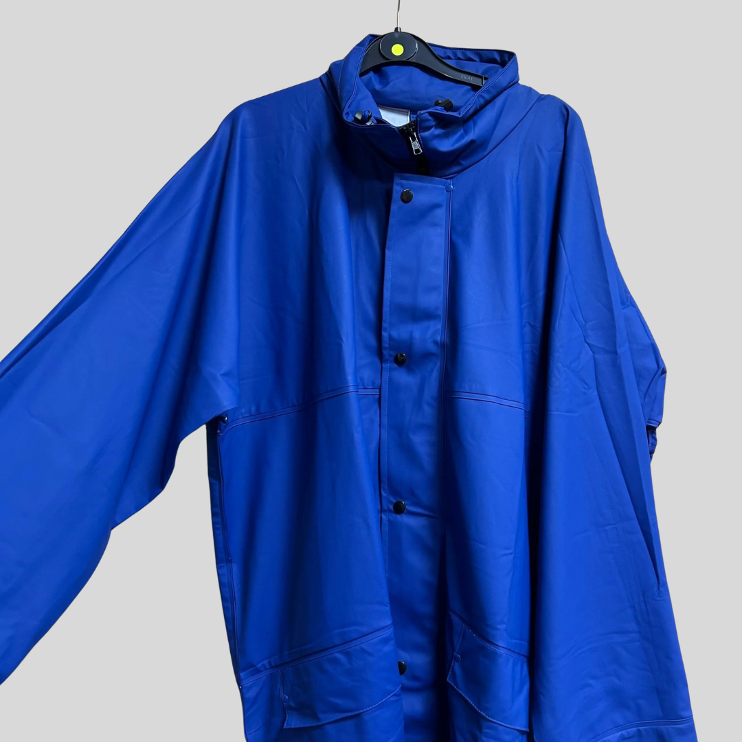Large Blue Waterproof Jacket with Hood