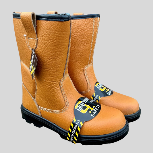 Size 10 Grafters M20BSM Tan Leather Steel Toe Cap Rigger Boots – Lined
