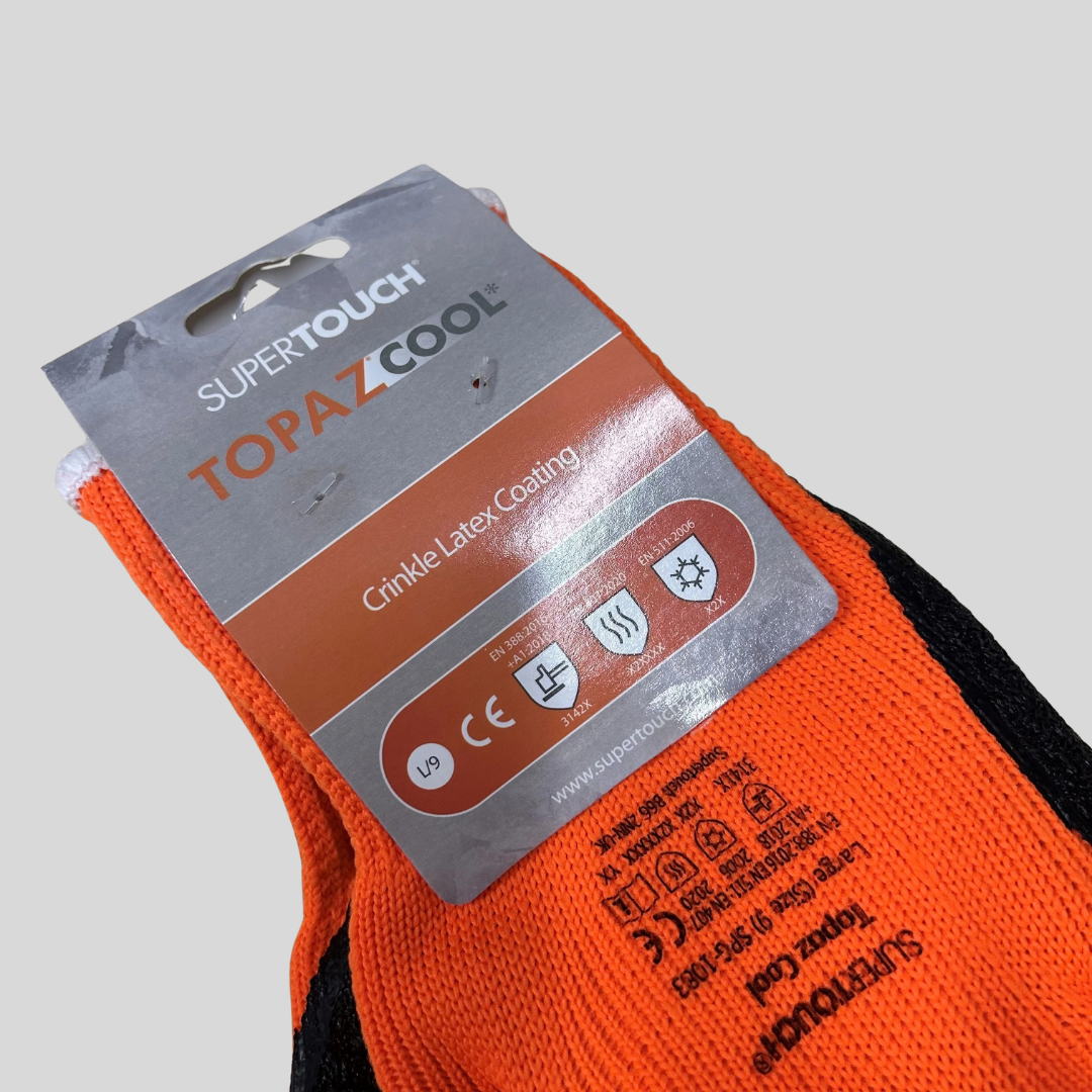 LARGE Thermal Work Gloves – Topaz Cool | Crinkle Latex Grip