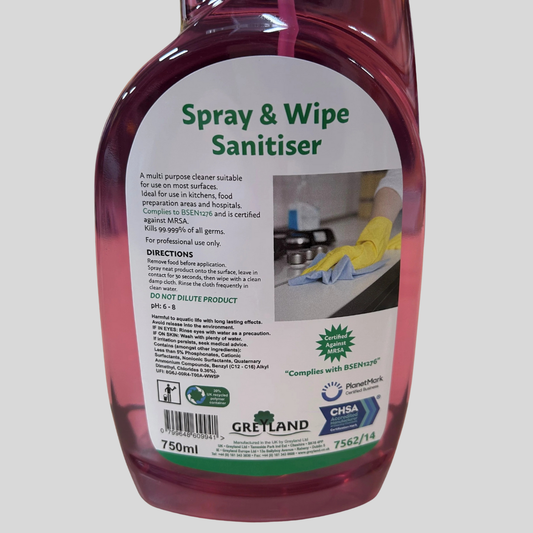 Spray & Wipe Sanitiser 750ml – Multi Purpose Surface Cleaner