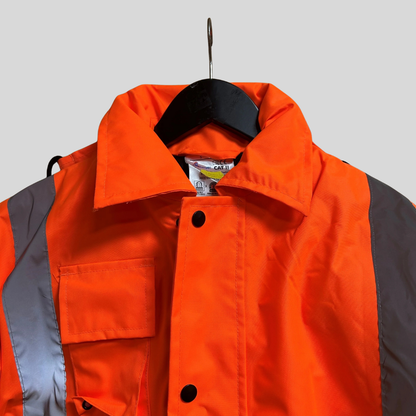 Small Hi Vis Orange Waterproof Safety Parka Jacket