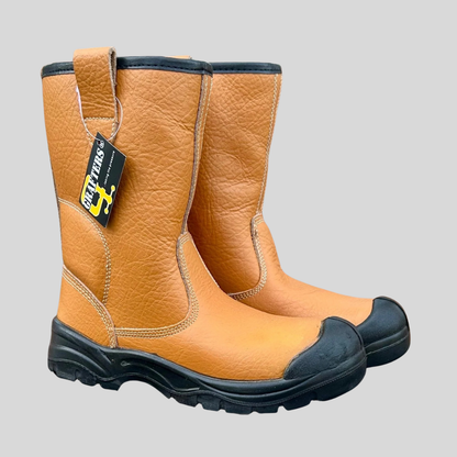 Size 6 Grafters M239BSM Tan Leather Steel Toe Cap Rigger Boots – Penetration Resistant Midsole