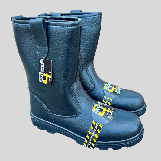 Size 11 Grafters M21A Black Leather Steel Toe Cap Rigger Boots – No Lining