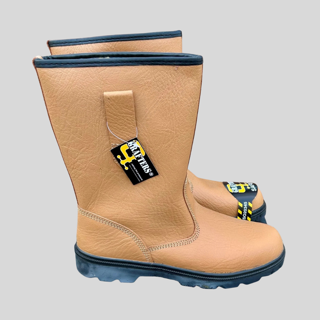Size 13 Grafters M20BSMX Tan Leather Steel Toe Cap Rigger Boots – Lined