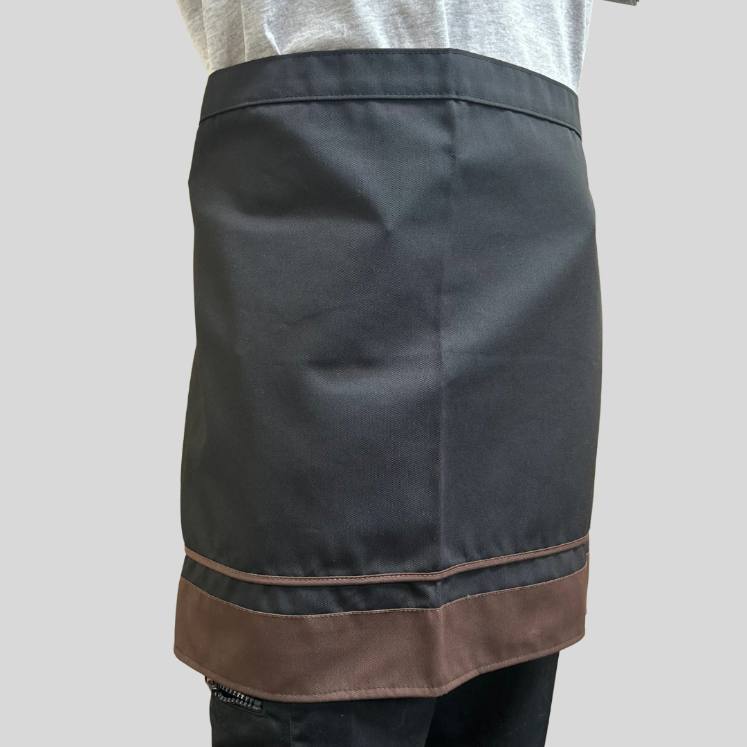 Black Bib Apron with Pocket – 16"x29", No Label (Poly-Cotton Blend)