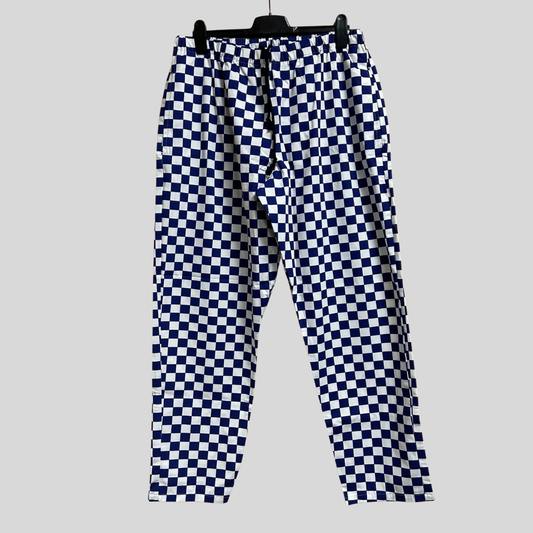 XLarge Chef Trousers Blue White Check 40-42" Waist Catering Kitchen Workwear Pants