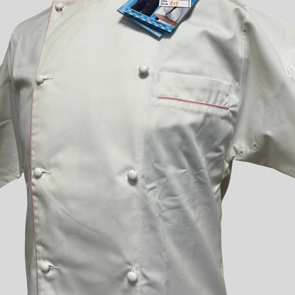 XSmall Le Chef Jacket DE49G – White with Pink Detailing