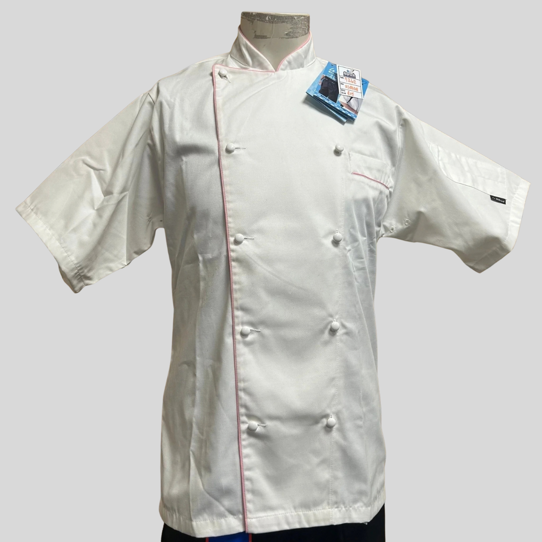 XSmall Le Chef Jacket DE49G – White with Pink Detailing