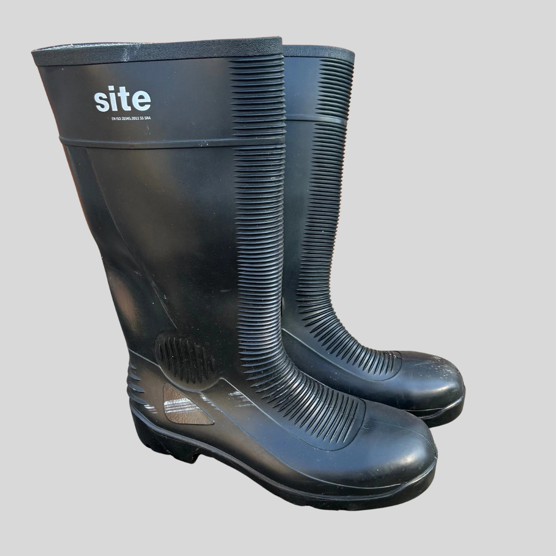 Size 12 Site Black Ribbed Wellies