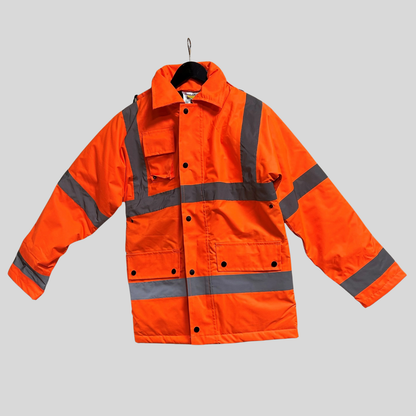 Small Hi Vis Orange Waterproof Safety Parka Jacket