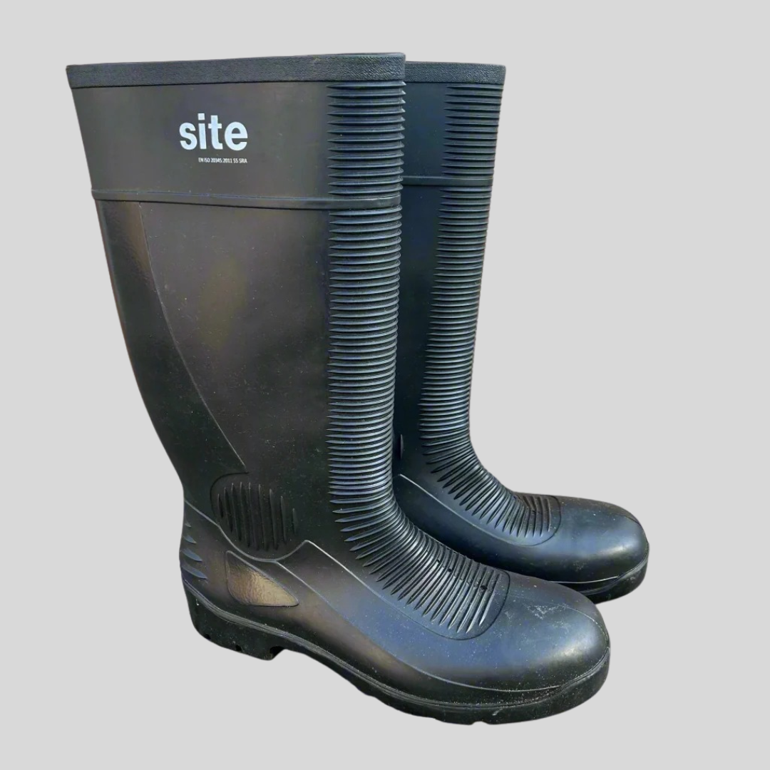 Size 11 Site Black Ribbed Wellies