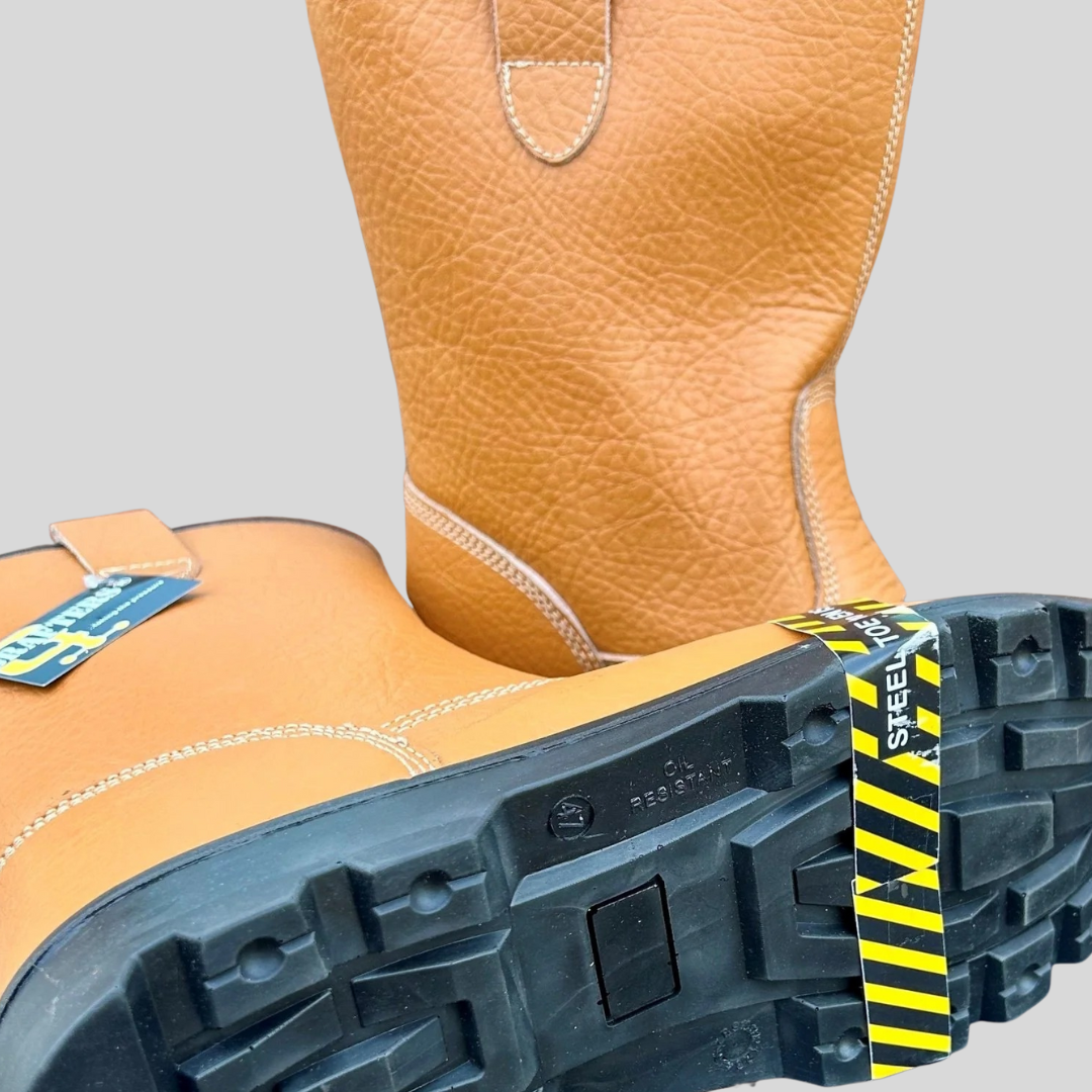 Size 12 Grafters M21B Tan Leather Steel Toe Cap Rigger Boots – No Lining