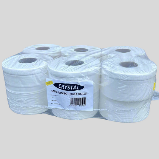 Mini Jumbo Toilet Rolls 150m Pack of 12 – 2 Ply 60mm Core