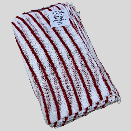 Red Hygiene Colour Coded Dishcloth PK 10