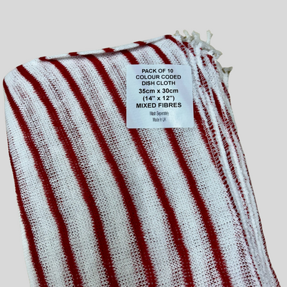 Red Hygiene Colour Coded Dishcloth PK 10