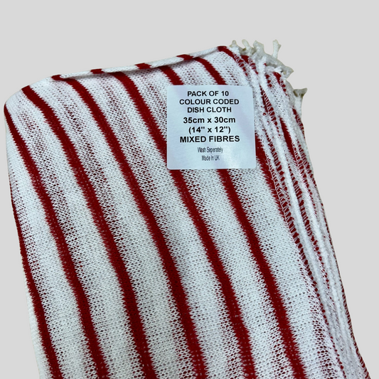 Red Hygiene Colour Coded Dishcloth PK 10