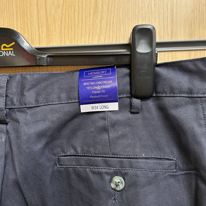 34" Navy Chinos Henbury H600 - Cleaning Products UK