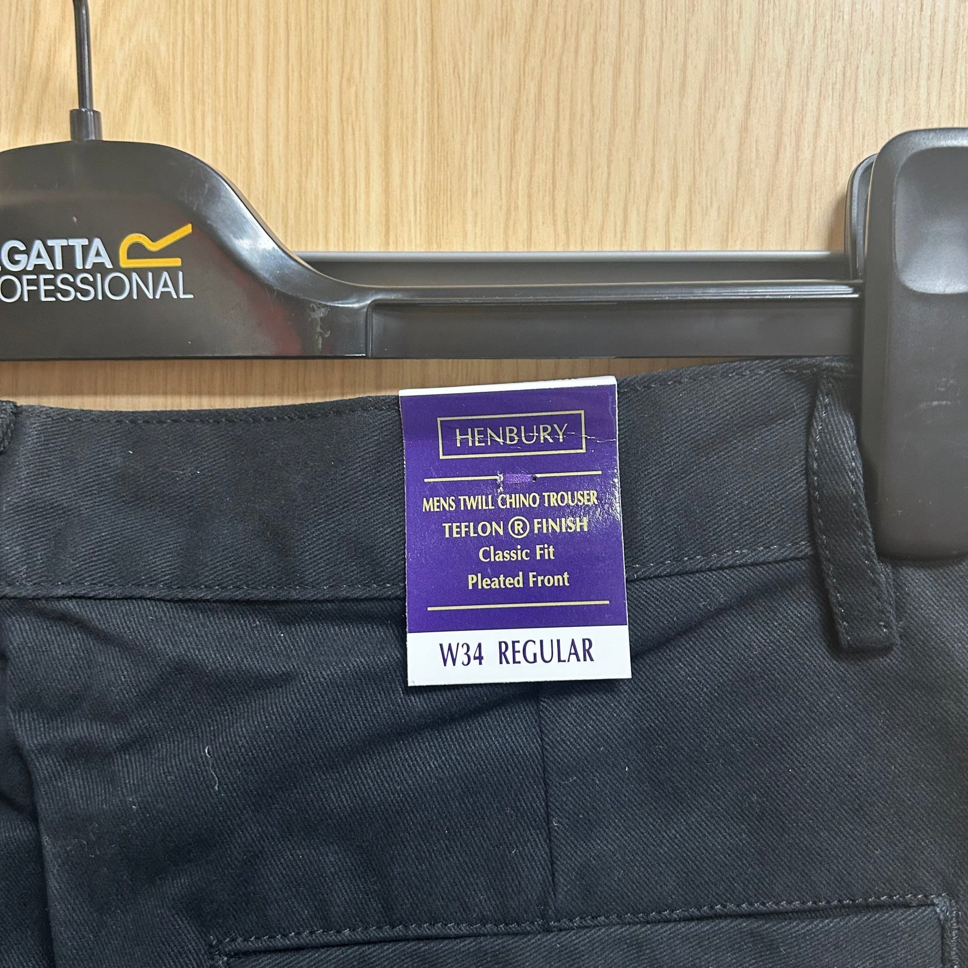 34" Regular Black Chinos H600 Henbury - Cleaning Products UK