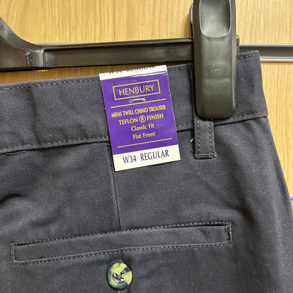 34" Regular Navy Chinos H600 Henbury - Cleaning Products UK